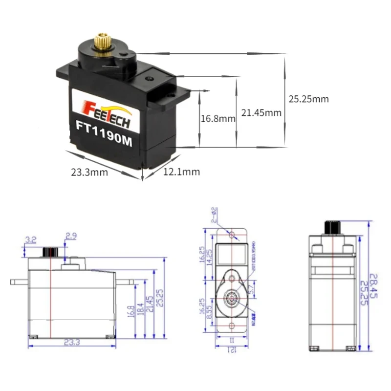 FEETECH FT1190M 4.8-6v 3.5kg M - огляд і ціна Microbit Robot